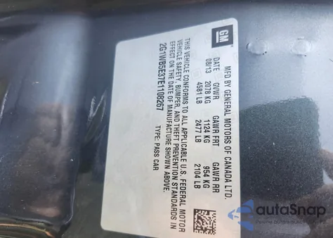 2014 Chevrolet Impala Limited Lt из США, поврежденный, VIN 2G1WB5E37E1108267